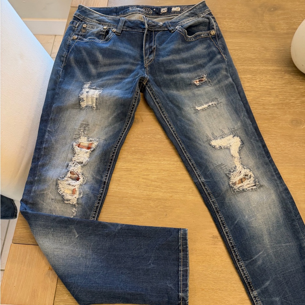 Miss Me Distressed Skinny Jeans in Blue